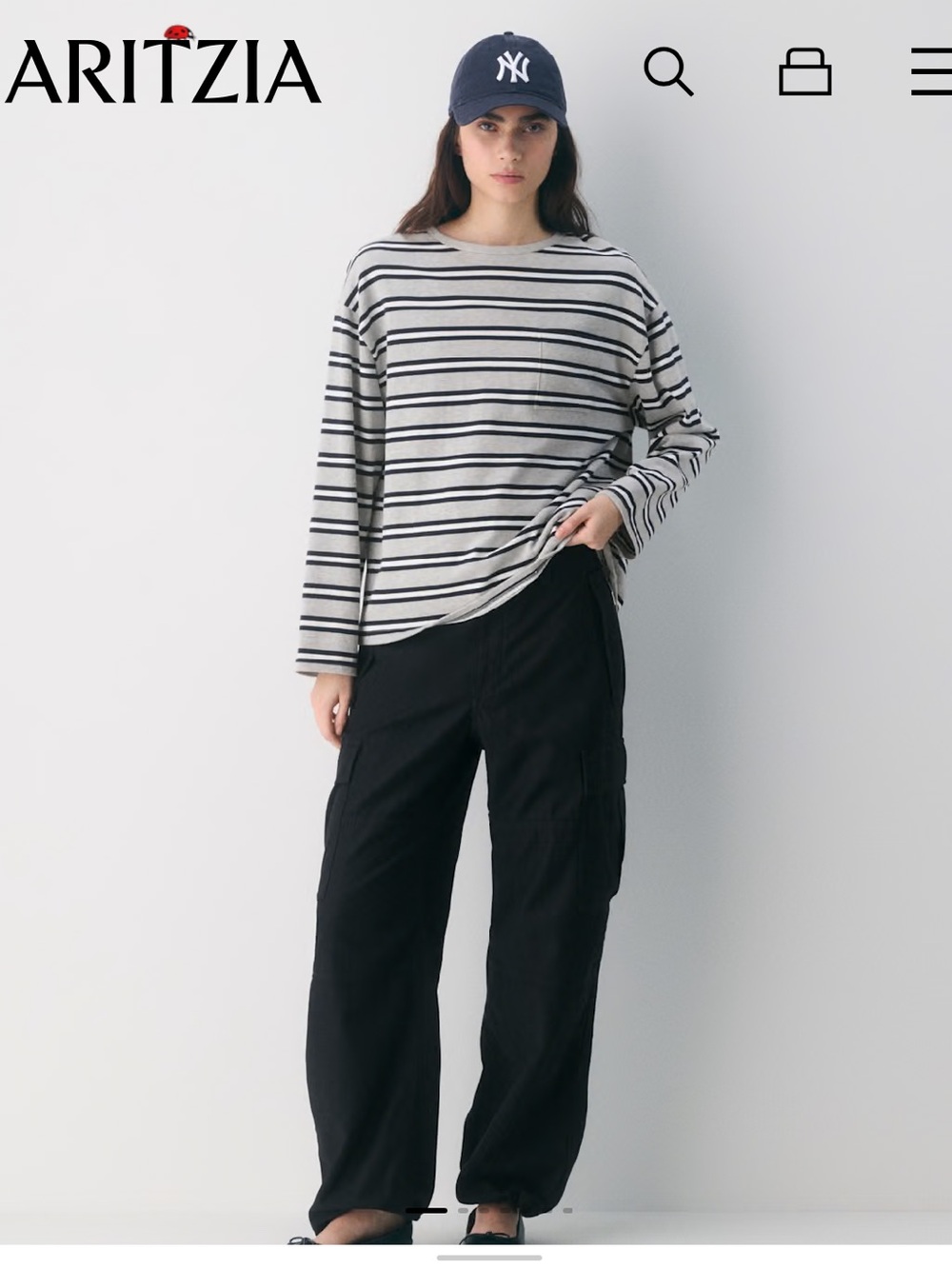 Aritzia TNA Supply Black Cargo Pants Utility Wide Leg Relaxed Fit  Sz 2